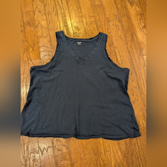 MADEWELL V-Neck cotton Tank Top in navy blue Size 1x - Picture 6 of 14